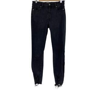 Pistola Black Distressed Raw Hem Skinny Jeans Womens 28 Stretch Casual Denim